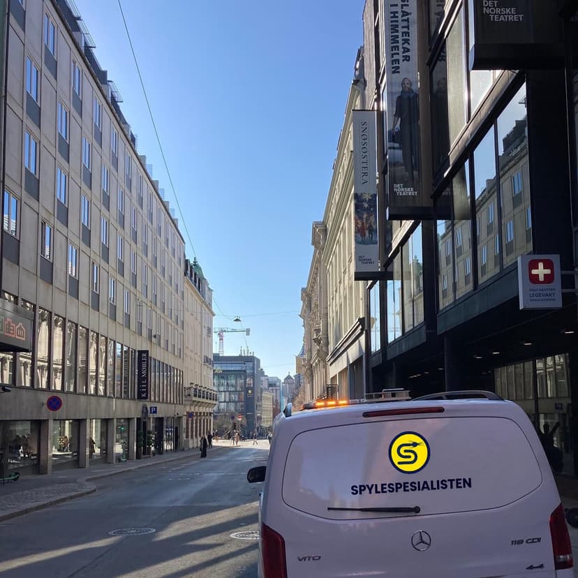 Bilde fra spyleoppdrag på større næringseiendom